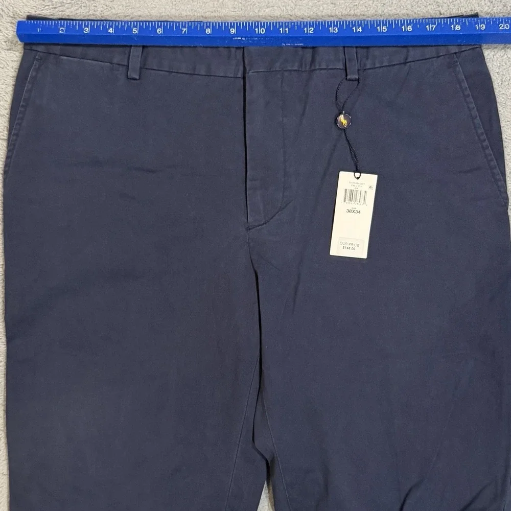 Polo Ralph Lauren Mens 38x33 Cuffed Trousers Slash Pockets Pants Flat Front READ